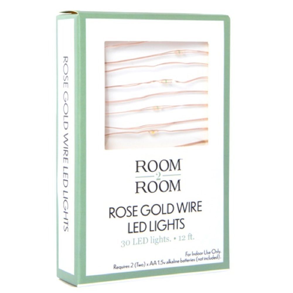 NIB Room 2 Room Rose Gold Fairy Lights Battery Operated Set of 2
